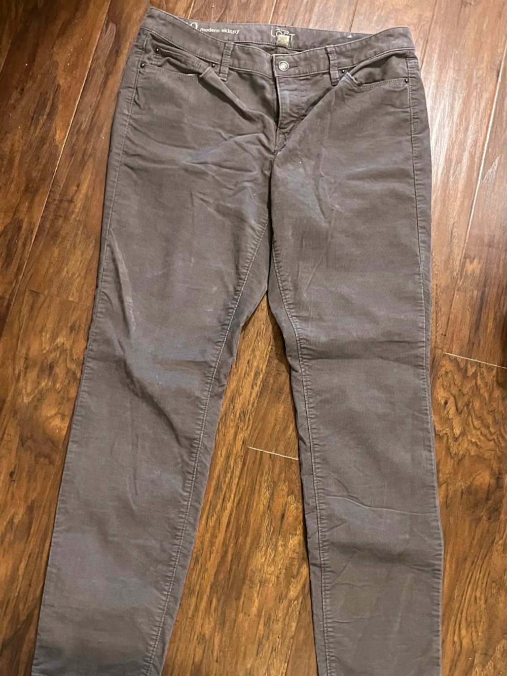 Loft Modern Skinny Corduroy Pants Women Gray Size 10